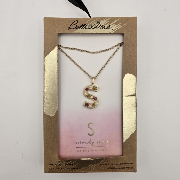 Bellissima Jewelry - Bellissima 14K Gold Dipped Flower Pressed "S" Initial Multi Strand Necklace